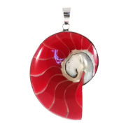 Colgante nautilus rojo en plata de ley