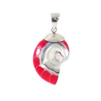 Colgante nautilus rojo pequeño en plata de ley