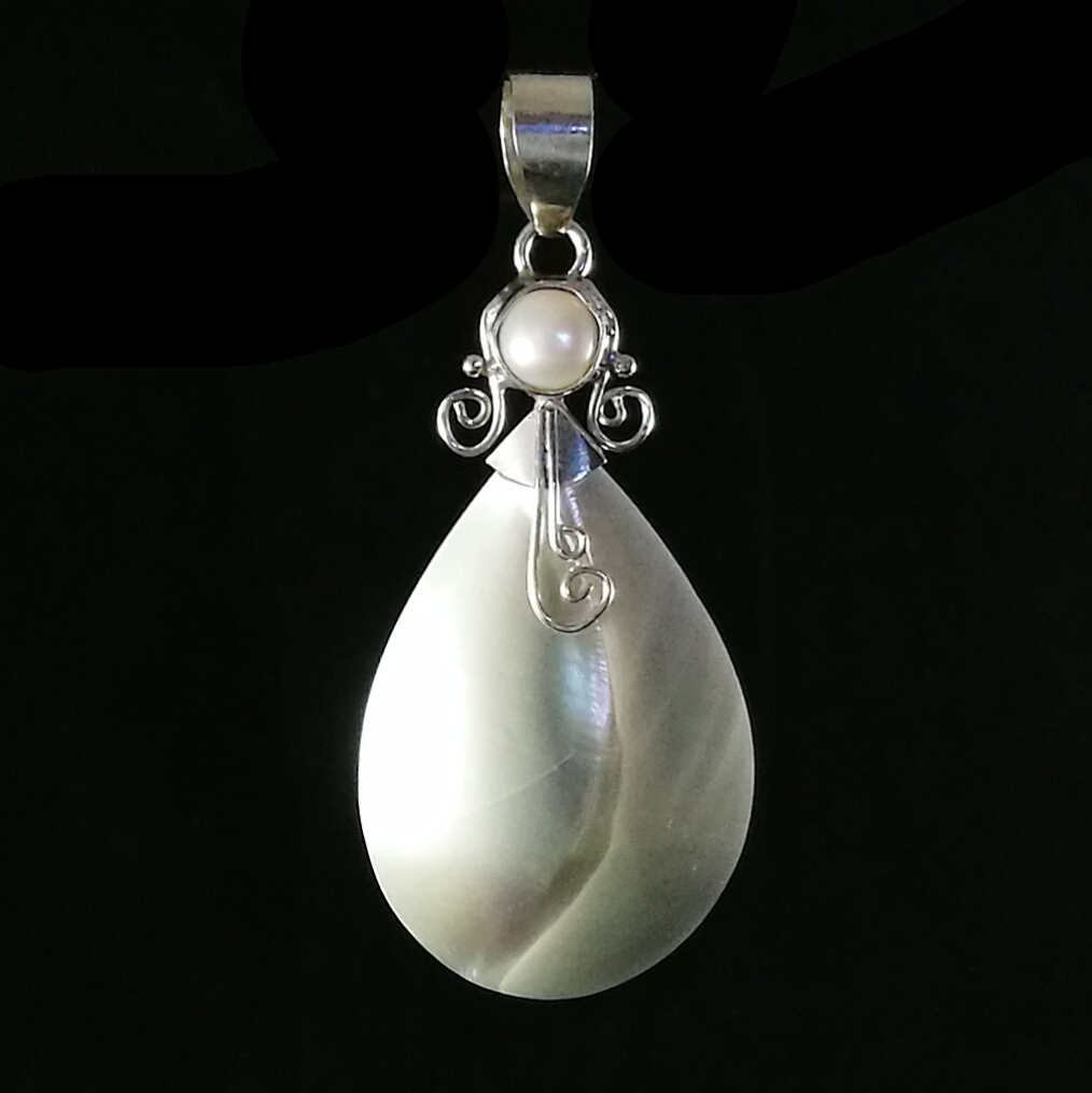 Colgante madre perla gota y perla - Imagen 2