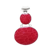 Colgante coral fósil dos piezas oval