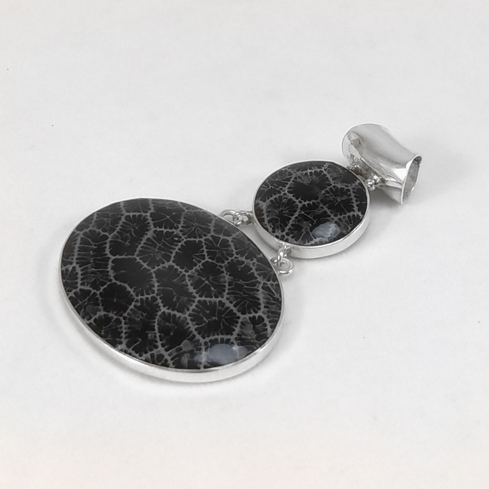 Colgante coral fósil dos piezas oval - Imagen 2