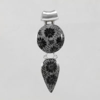 Colgante coral fósil dos piezas gota