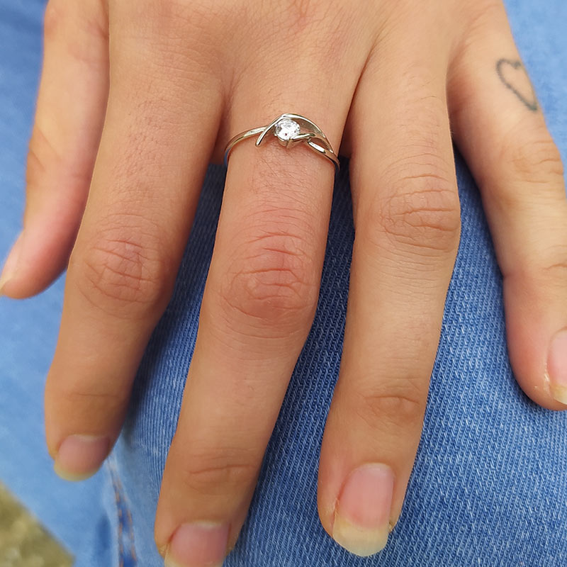 Anillo fino solitario vintage - Imagen 6